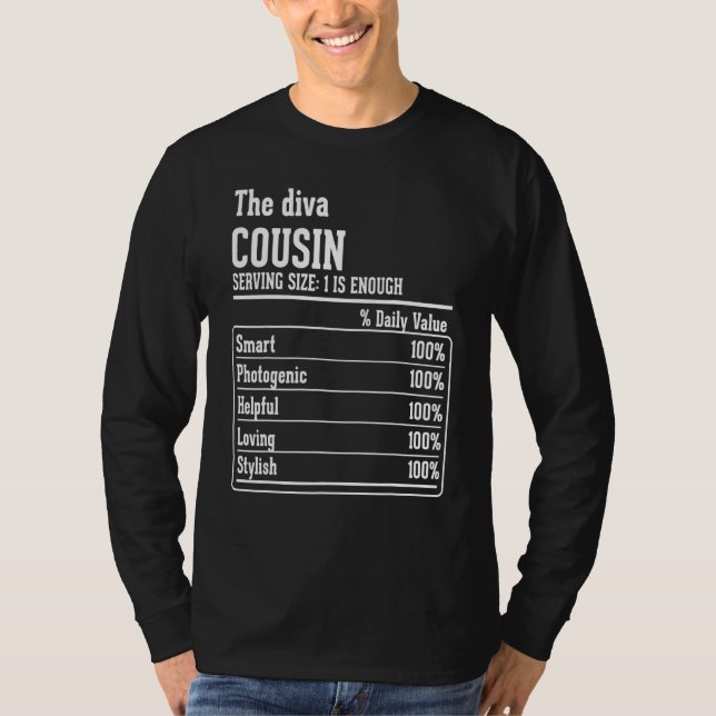 Cousin Crew Nutritional Facts The Diva Cousin T-Shirt (Front)