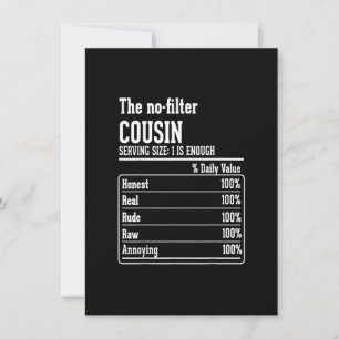 Cousin Crew Nutritional Facts The No-Filter no fil Invitation