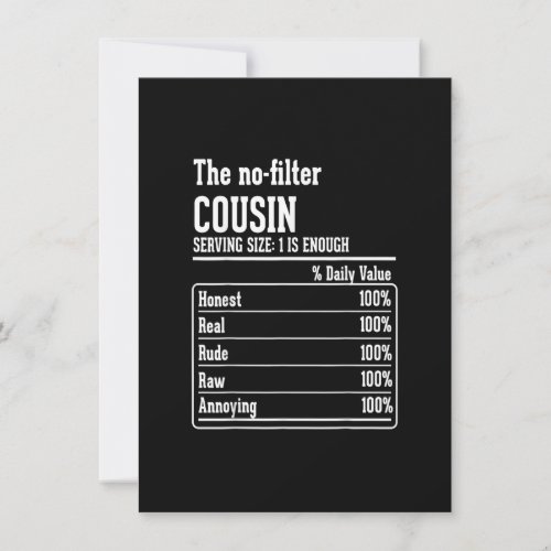 Cousin Crew Nutritional Facts The No_Filter no fil Invitation