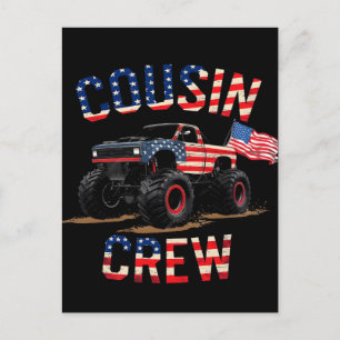 Cousin Crew Patriotic Monster Truck Fourth July Sh Postcard