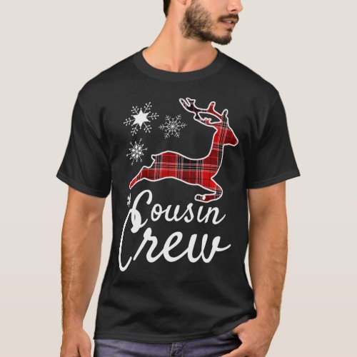 Cousin Crew Plaid Reindeer Christmas Red Black Paj T_Shirt