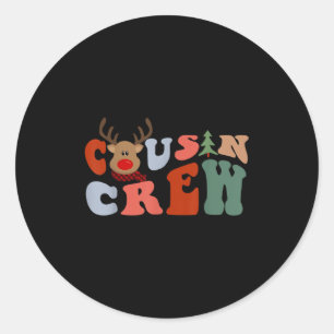 Cousin Crew Reindeer Rudolph Pajamas Holiday Merry Classic Round Sticker