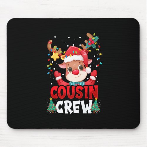 Cousin Crew Reindeer Santa Hat Christmas Lights Fu Mouse Pad