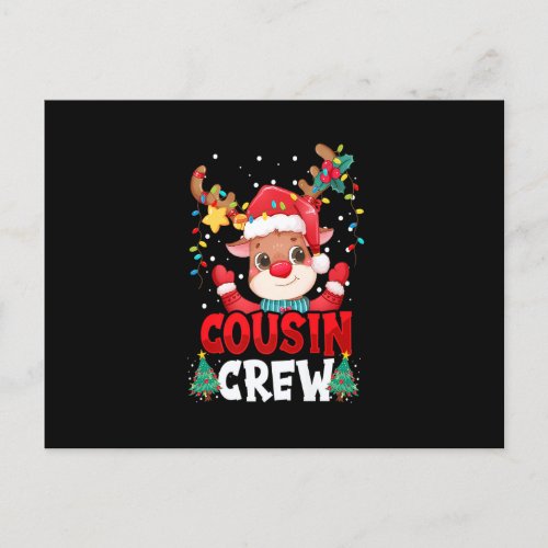 Cousin Crew Reindeer Santa Hat Christmas Lights Fu Postcard
