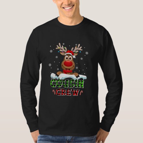 Cousin Crew Reindeer Santa Hat Family Matching T_Shirt