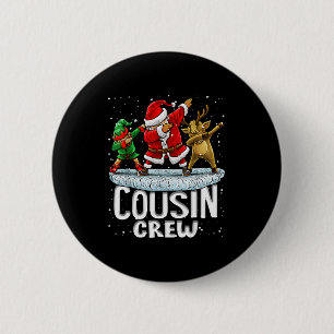 Cousin Crew Santa Elf Dabbing Matching Family Chri Button