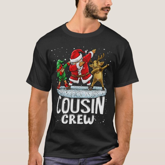 Cousin Crew Santa Elf Dabbing Matching Family Chri T-Shirt (Front)