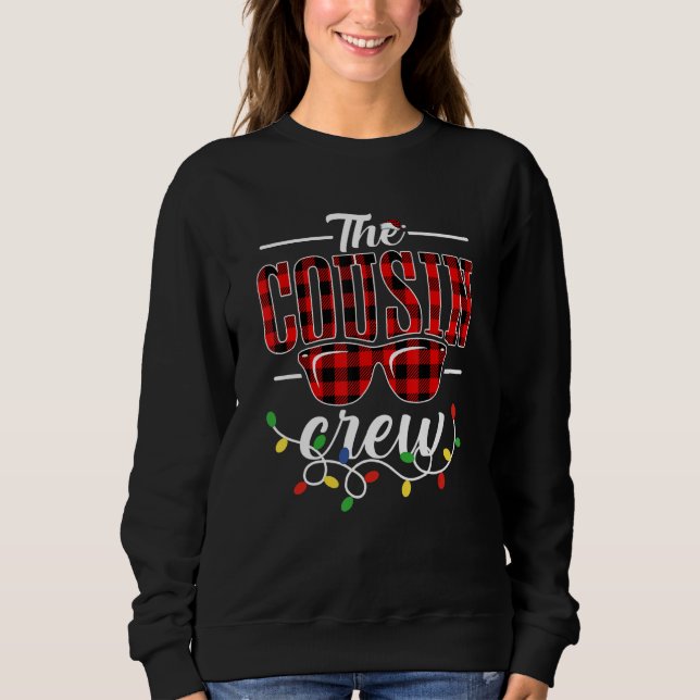 Cousin Crew Santa Red Plaid Xmas  Christmas Pajama Sweatshirt (Front)