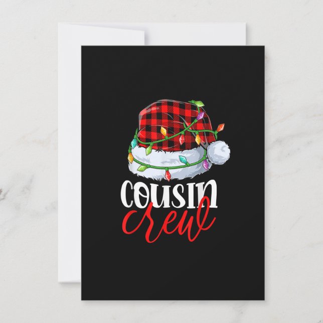 Cousin Crew Santa Red Plaid Xmas Funny Christmas Invitation (Front)