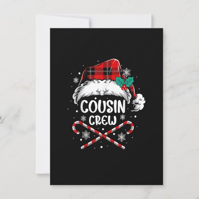Cousin Crew Santa Red Plaid Xmas Funny Christmas P Invitation (Front)