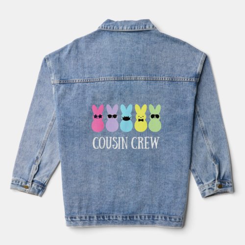 Cousin Crew Squad Bunny Rabbit Easter Day Party Ma Denim Jacket