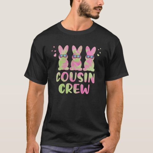 Cousin Crew Squad Cute Bunny Rabbit Tie Dye Easter T_Shirt