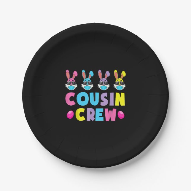 Cousin Crew Squad Easter Bunny Rabbits Toddler Paper Plates (Front)