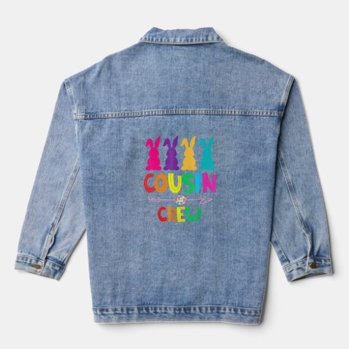Cousin Crew  Squad Easter Day Cute Bunny Kids Todd Denim Jacket