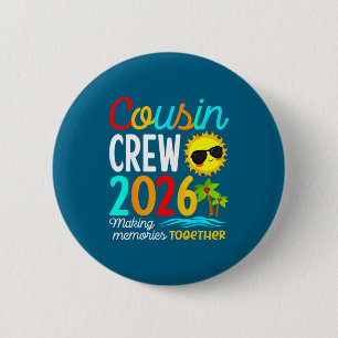 Cousin Crew Summer Vacation Beach Artwork Button