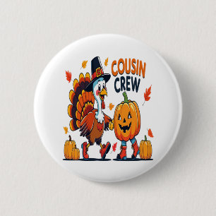 Cousin Crew Thanksgiving Pumpkin Button