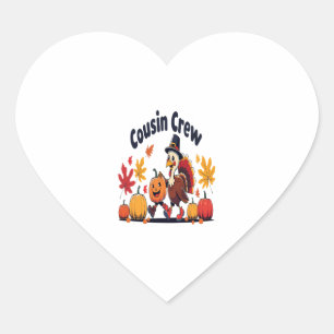 Cousin Crew Thanksgiving Pumpkin Heart Sticker