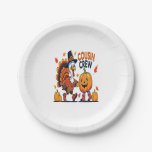 Cousin Crew Thanksgiving Pumpkin Paper Plates