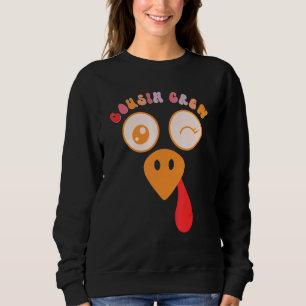 Cousin Crew Turkey Cute Family Thanksgiving Pajama Sweatshirt