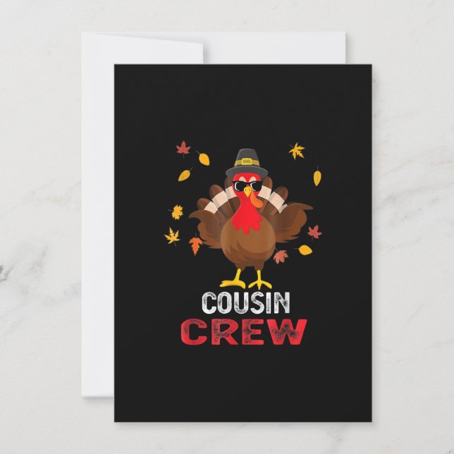 Cousin Crew Turkey Family Thanksgiving Pajamas Mat Invitation (Front)