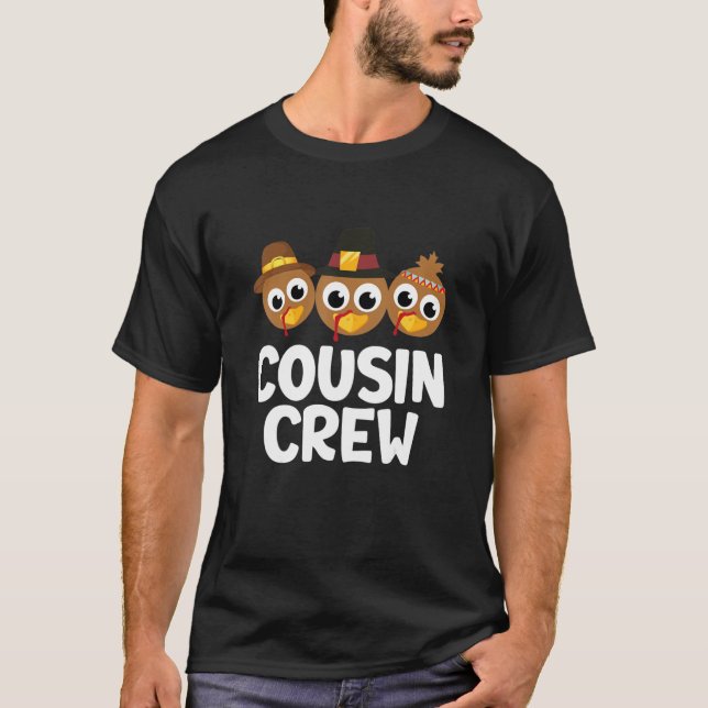 Cousin Crew Turkey Matching Family Thanksgiving Pj T-Shirt (Front)