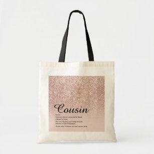 Cousin Definition Rose Gold Glitter Tote Bag