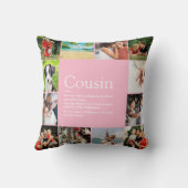 Cousin Definition Saying Photo Pink Large Throw Pillow (Back)