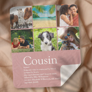 Cousin Dusty Rose Pink Photo Collage Sherpa Blanket
