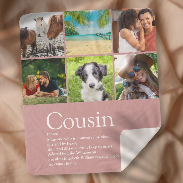 Cousin Dusty Rose Pink Photo Collage Sherpa Blanket (Cousin Dusty Rose Pink Photo Collage Sherpa Blanket)
