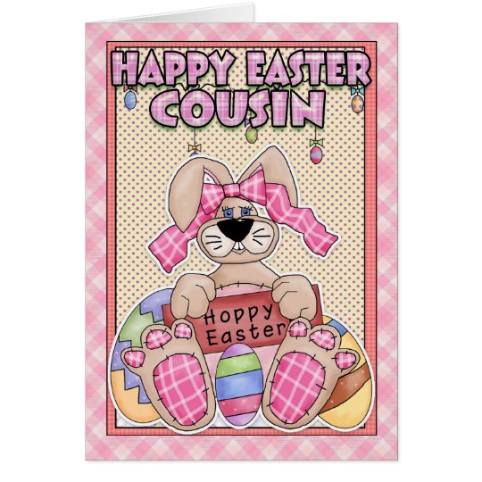 Cousin Easter Card - Easter Bunny & Easter Eggs