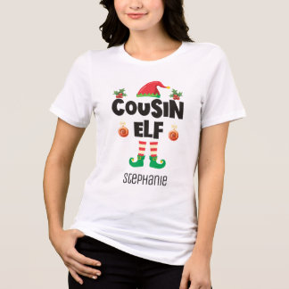 Cousin elf family matching christmas clothing name Tri-Blend shirt