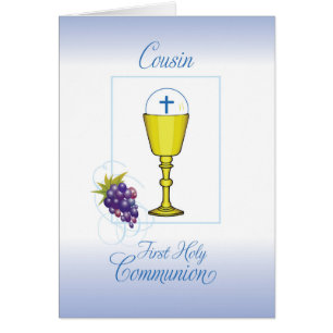 Cousin First Communion, Chalice with Host & Grapes Cards