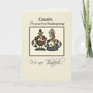 Cousin First Thanksgiving Turkey Family Holiday Card