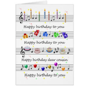 Cousin Funny Happy Birthday Song Sheet Music Cards