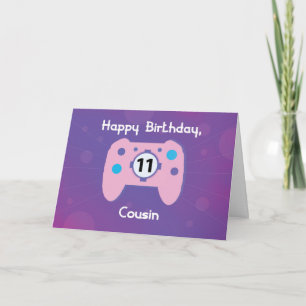 Cousin Girl 11 Year Old Birthday Gamer Controller Card