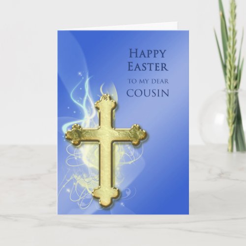 Cousin Golden Cross Easter Card