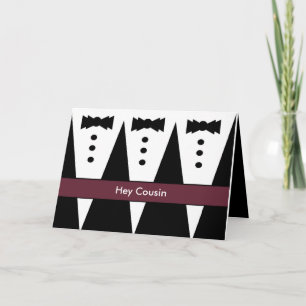 COUSIN Groomsmen Invitation with Three Tuxedos