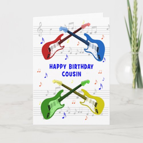 Cousin Guitars Birthday Card