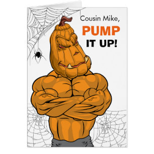 Cousin Halloween Muscled Jack o' Lantern Cards