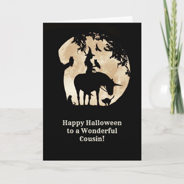 Cousin Halloween Witch and Familiars Magical  Card (Front)