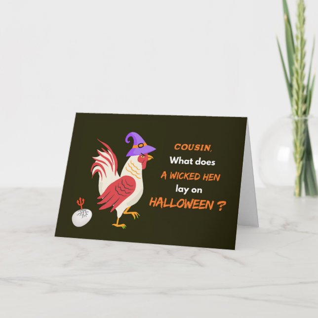 Cousin Halloween with Wicked Hen and Deviled Egg Card (Front)