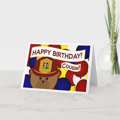 Cousin _ Happy Birthday Firefighter Hero Card