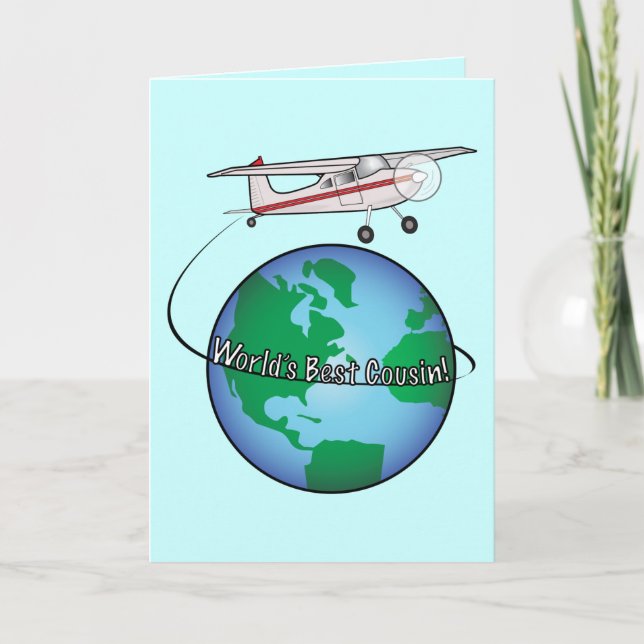 Cousin Happy Birthday with Airplane Card (Front)