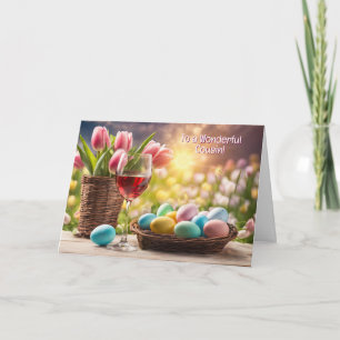 Cousin Happy Easter Pretty Flowers and Easter Eggs Holiday Card