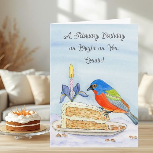 Cousin Happy February Birthday Painted Bunting