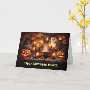 Cousin Happy Halloween Fantasy Owl Gothic Scary Card
