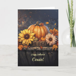 Cousin Happy Halloween Pretty Flowers  Card