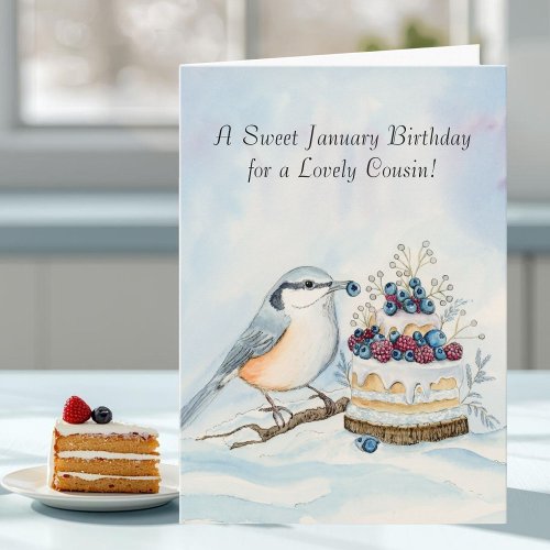 Cousin Happy January Birthday Red Breasted Bird