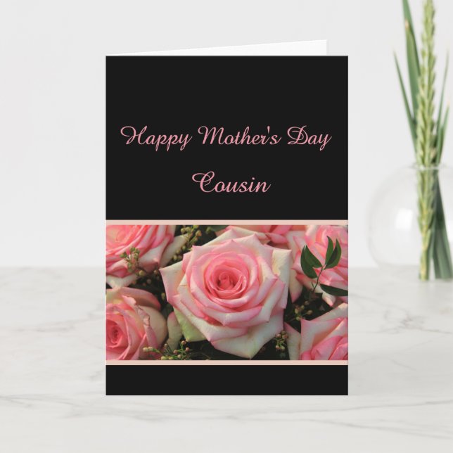 Cousin Happy Mother's Day rose card (Front)