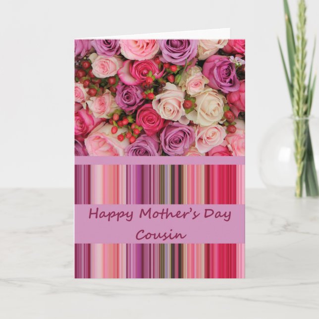 Cousin Happy Mother's Day rose card (Front)